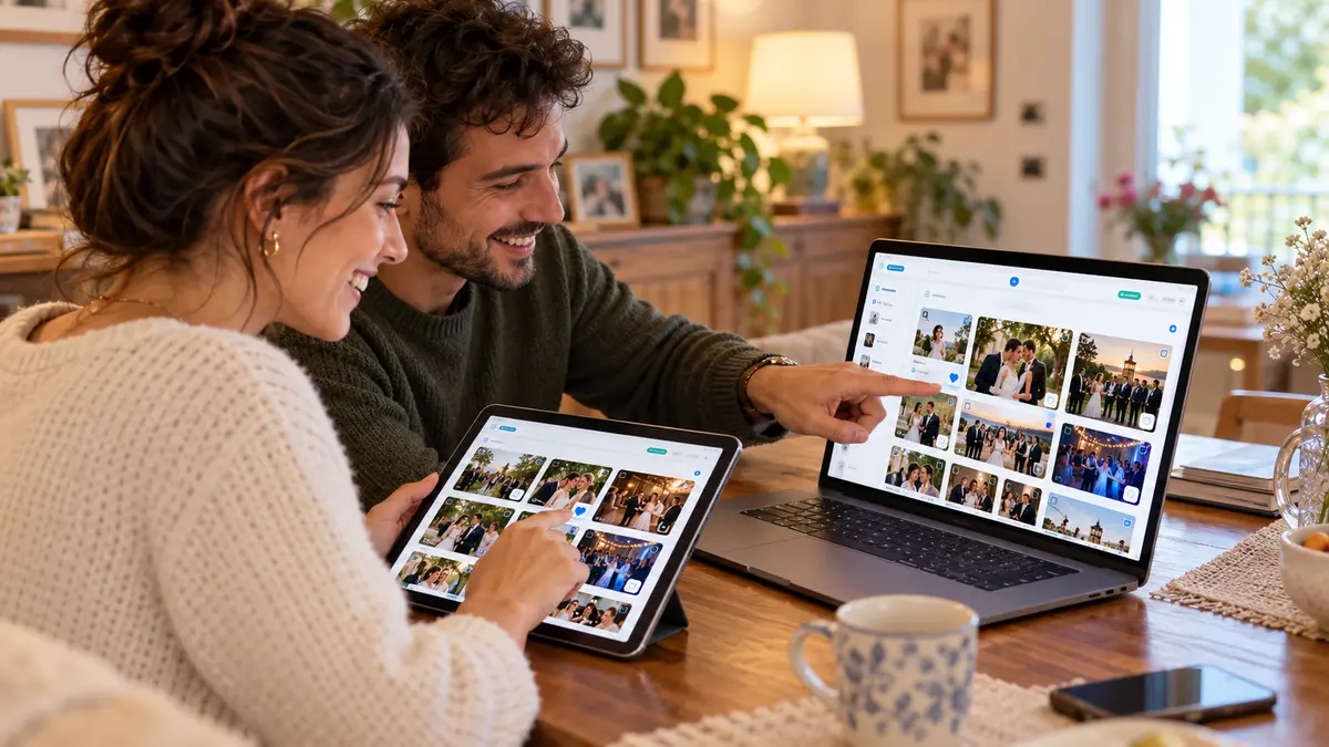 Clienti che selezionano comodamente da casa le fotografie del proprio evento con D20